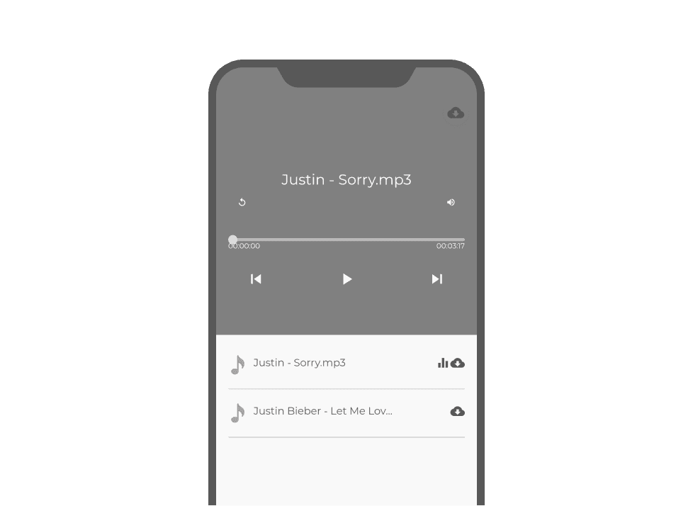 Smartphone playing Justin Bieber's 'Sorry' as scanning audio QR code plays audio files, making it easy to share audio files.