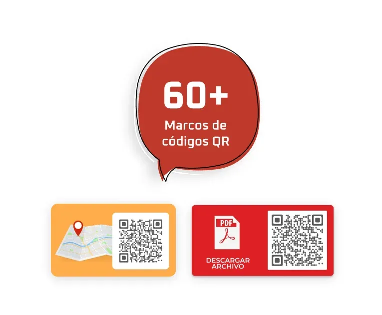 Elija entre una variedad de más de 60 marcos de códigos QR.