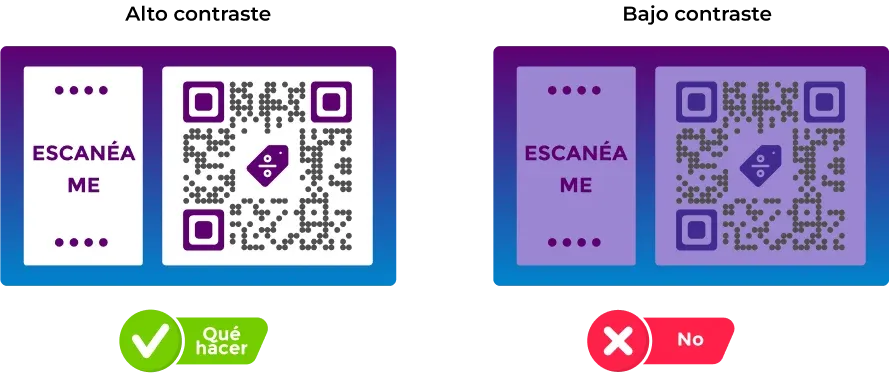 Asegúrese de que haya un fuerte contraste entre el código QR y su fondo.