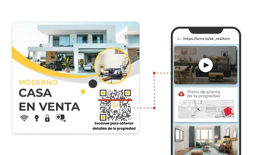 El usuario puede simplemente escanear el QR de Scanova para acceder a información detallada de la propiedad.