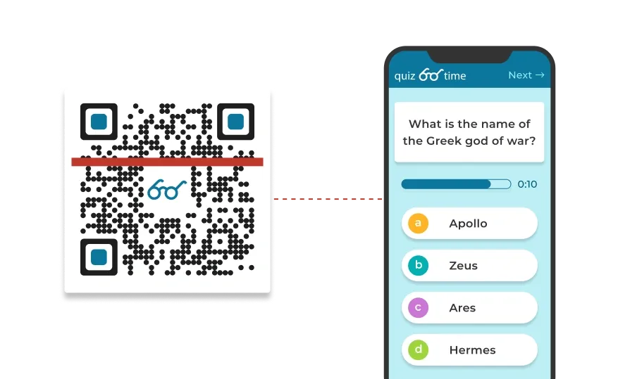 Custom QR code for students linking to a GK quiz, enabling paperless completion of tasks on smartphones or tablets.
