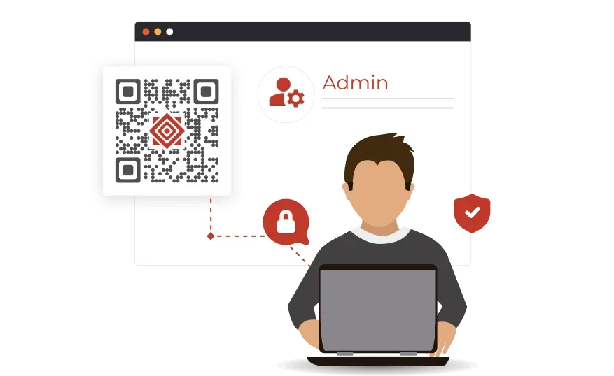 Man with admin access to a QR code, ensuring secure access for authorized users, maintaining security with Scanova.