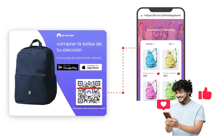 Aumente las descargas de aplicaciones con QR App Store y aumente la presencia en las redes sociales con Social Media QR Code Generator.