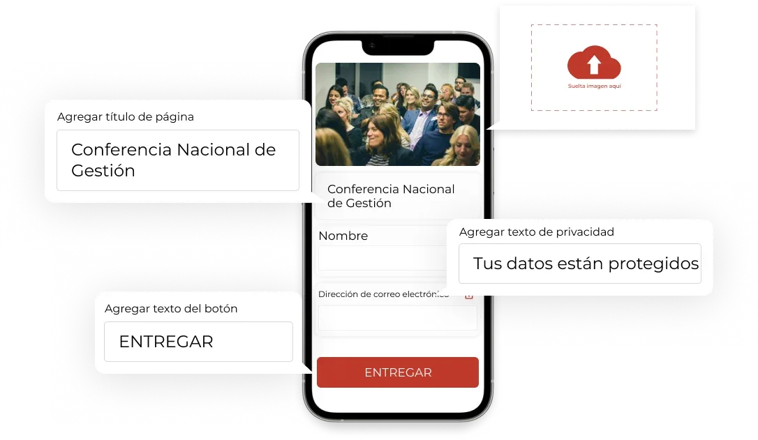 Pantalla que muestra un formulario personalizado de generación de leads.