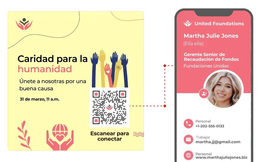 Comparta información de contacto y otros detalles a través del generador de códigos QR en línea de Scanova.