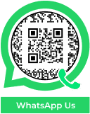 Example of an eye-catching WhatsApp QR Code frame template generated by Scanova's QR Code frame feature.