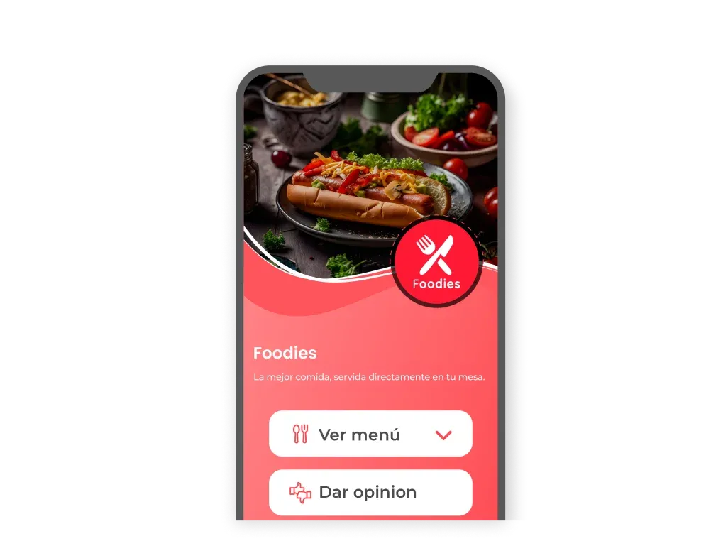 Pantalla que muestra el menú del restaurante.