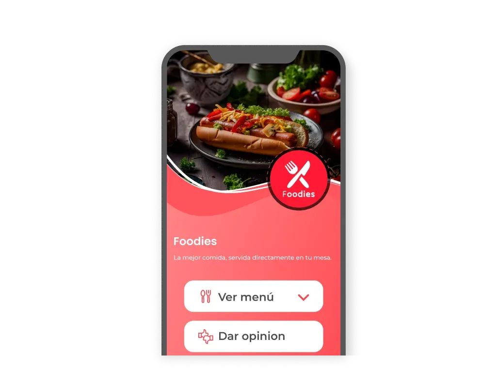 Pantalla que muestra el menú del restaurante.