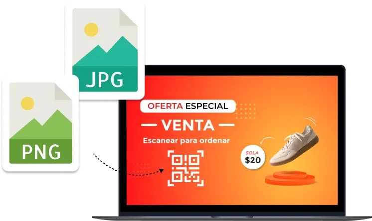 Descargue códigos QR en PNG, JPG y más formatos.