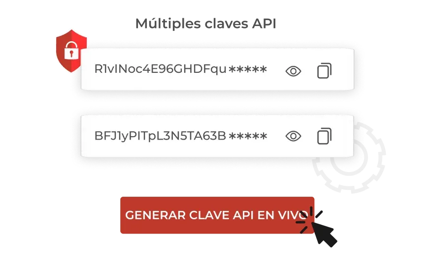 Visual que representa la acción de generar múltiples claves API.
