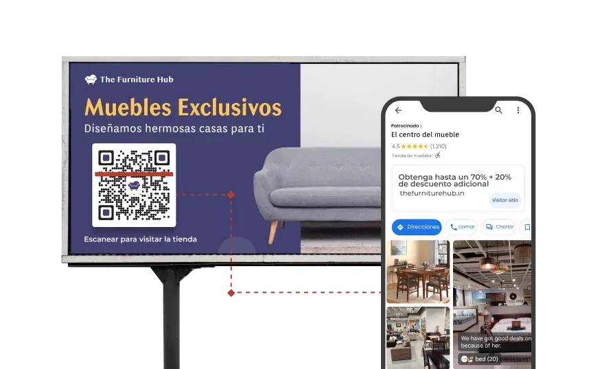 Marca usando código QR de ubicación en una valla publicitaria.