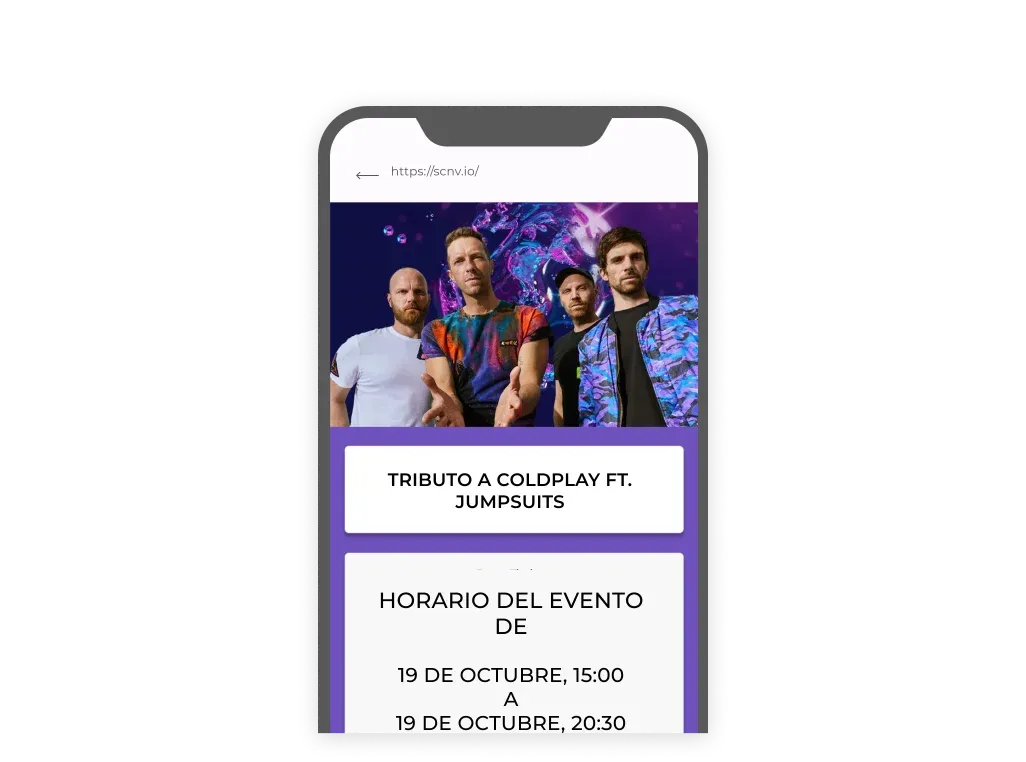 Pantalla que muestra los detalles del evento.