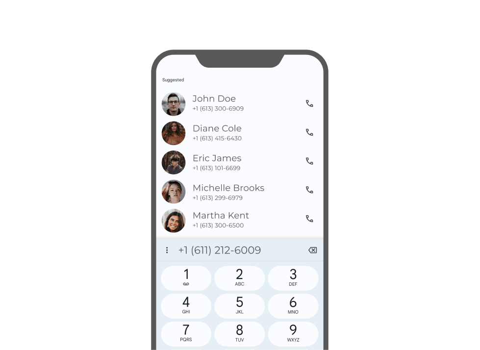 Smartphone screen displaying a contact number on the dial pad by scanning the phone number type of QR code for quick contact.