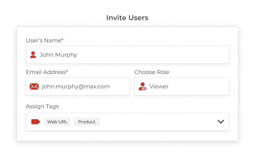 Example of inviting users with Scanova's QR for businesses and restricting their access based on tags ensuring security.