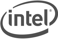 Intel's logo, a leading technology firm using Scanova's QR code generator to boost ROI.