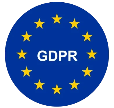 GDPR badge showing Scanova’s top data security for QR codes in non-profit organizations.