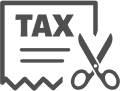 Scissors cutting paper labeled 'TAX,' symbolizing support in reducing tax liability for Indian users under GST.